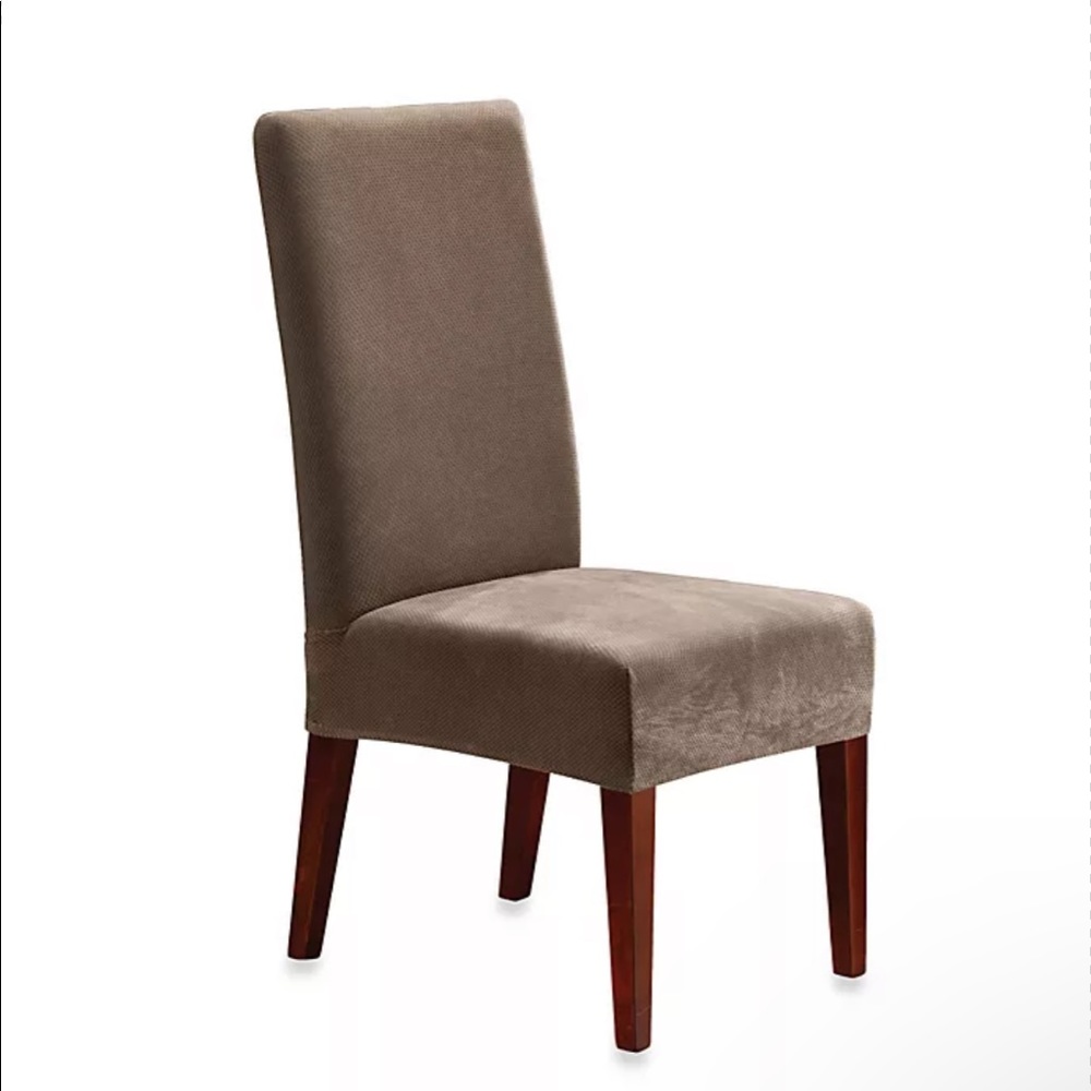 Sure Fit Stretch Short Dining Chair Cover - Taupe - Picture 7 of 7